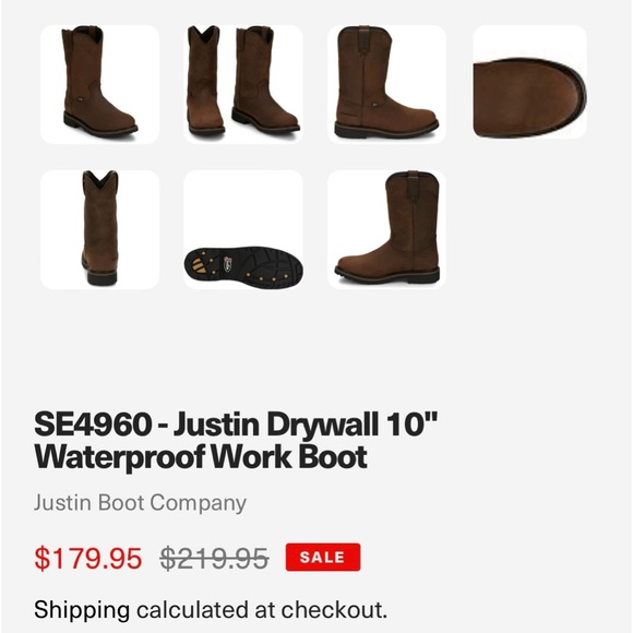 SE4960 - Justin Drywall 10"
Waterproof Work Boot Size 10D - Picture 14 of 14